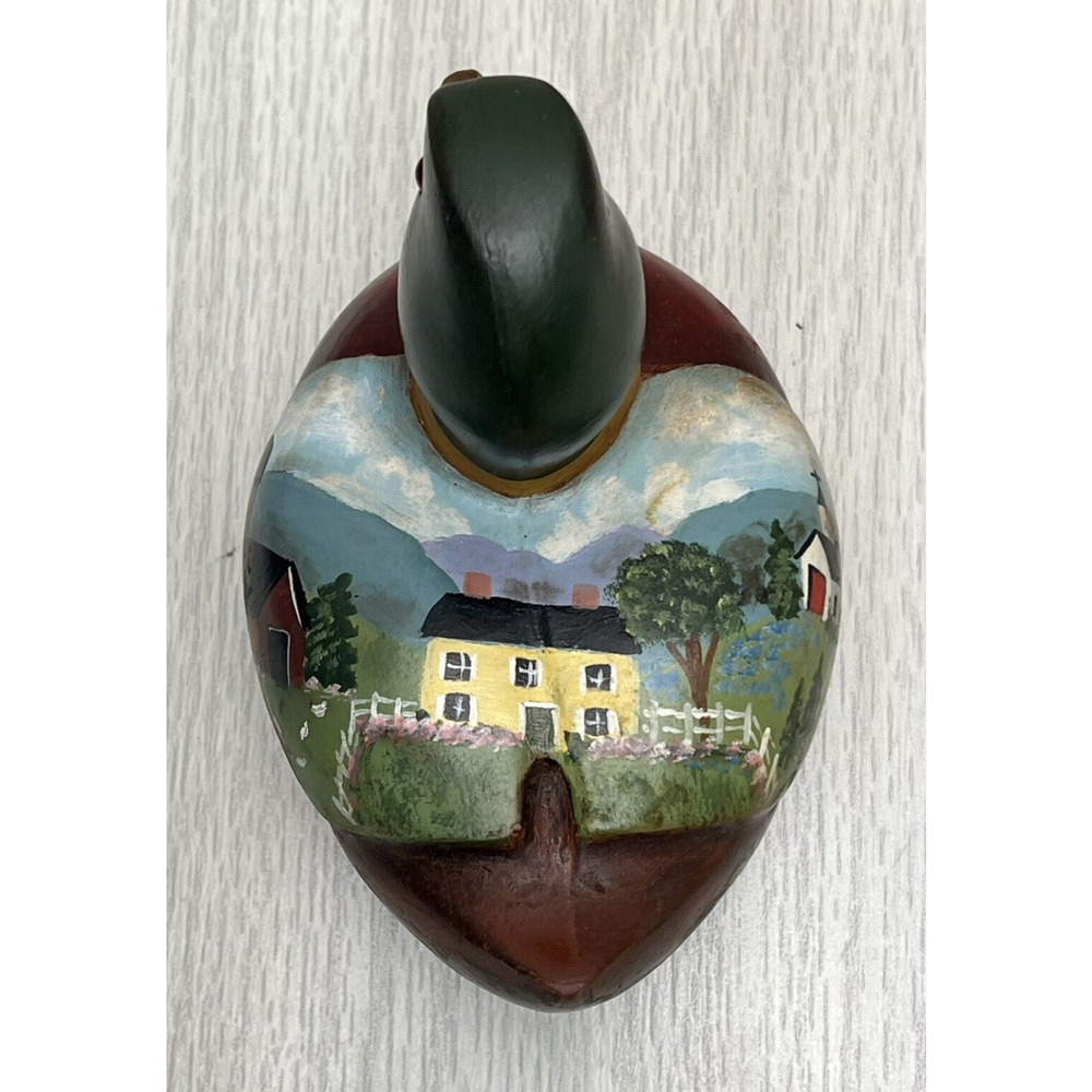Vintage Hand Painted Duck Decoy House Fence‎ Church Barn Signed Sandy Wickes - Picture 6 of 11